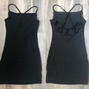 Urban outfitters strappy mini bodycon little black dress textured fabric